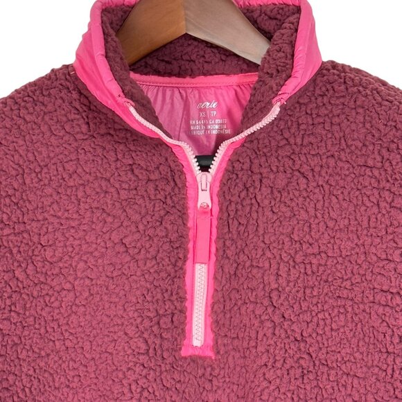 Aerie XS Half-Zip Sherpa Pullover Burgundy & Pink - Picture 3 of 8